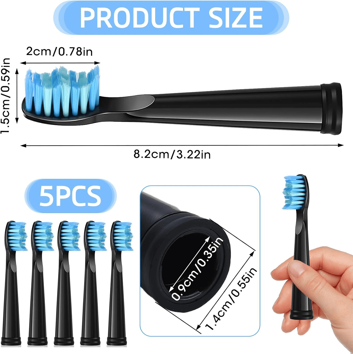 5Pcs Toothbrush Heads for Fairywill D7 D8 FW507 FW508 FW551 FW917 FW959 FWD1 FWD view 2
