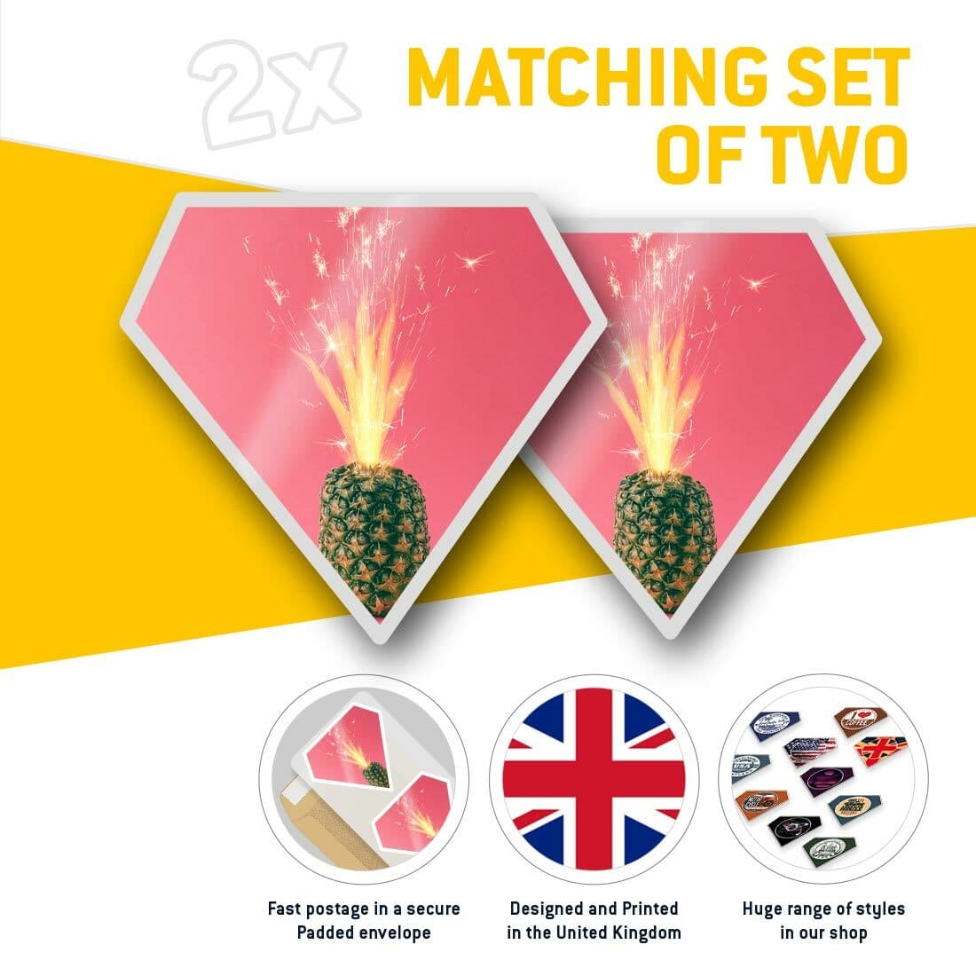 2 x Diamond Stickers 7.5 cm - Cool Sparkler Pineapple  #3845 view 2