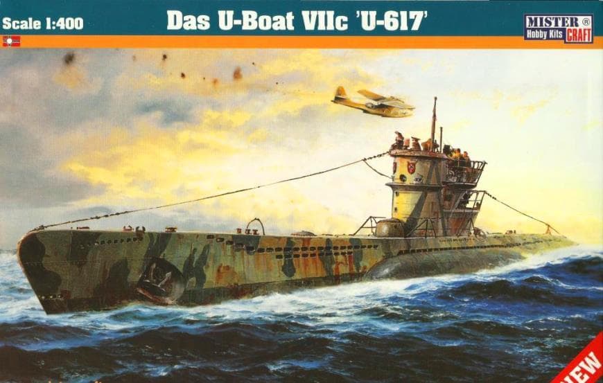 U-617 U-BOOT TYPE VII C (GERMAN BRITISH SOVIET and FRENCH MKGS) 1/400 MISTERCRAFT