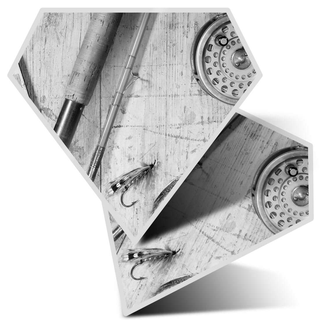 2 x Diamond Stickers 10 cm BW - Fishing Tackle Trip Adventure  #36605