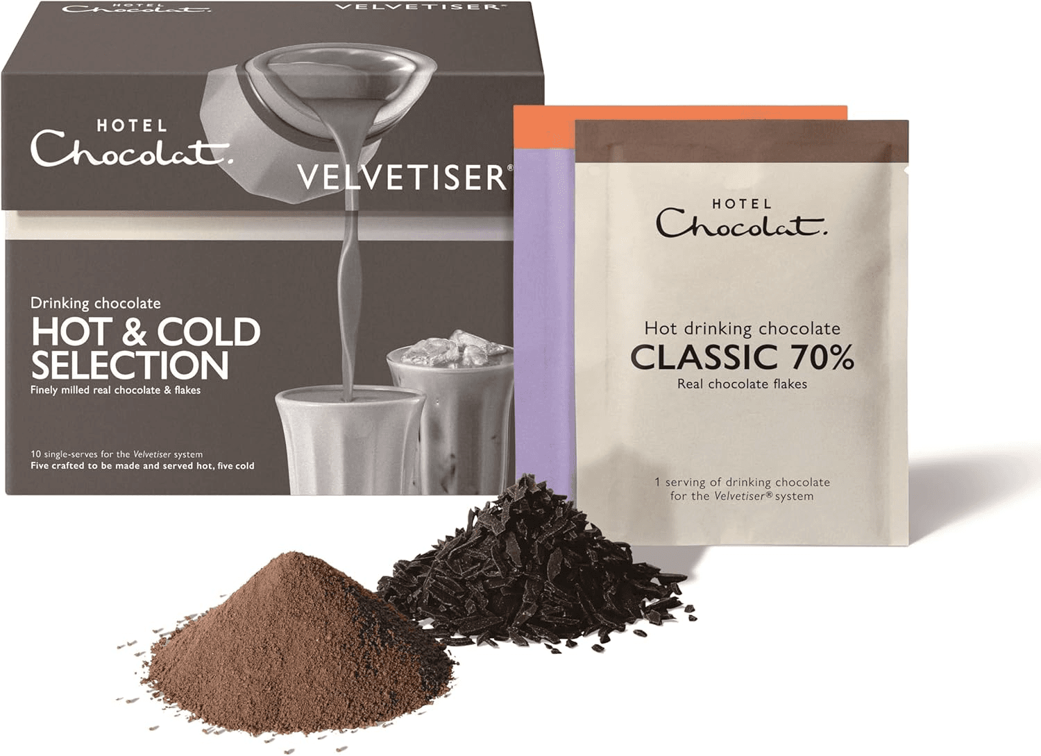 Hot and Cold Drinking Chocolate Selection Box - Luxury Chocolate Flakes - Pack of