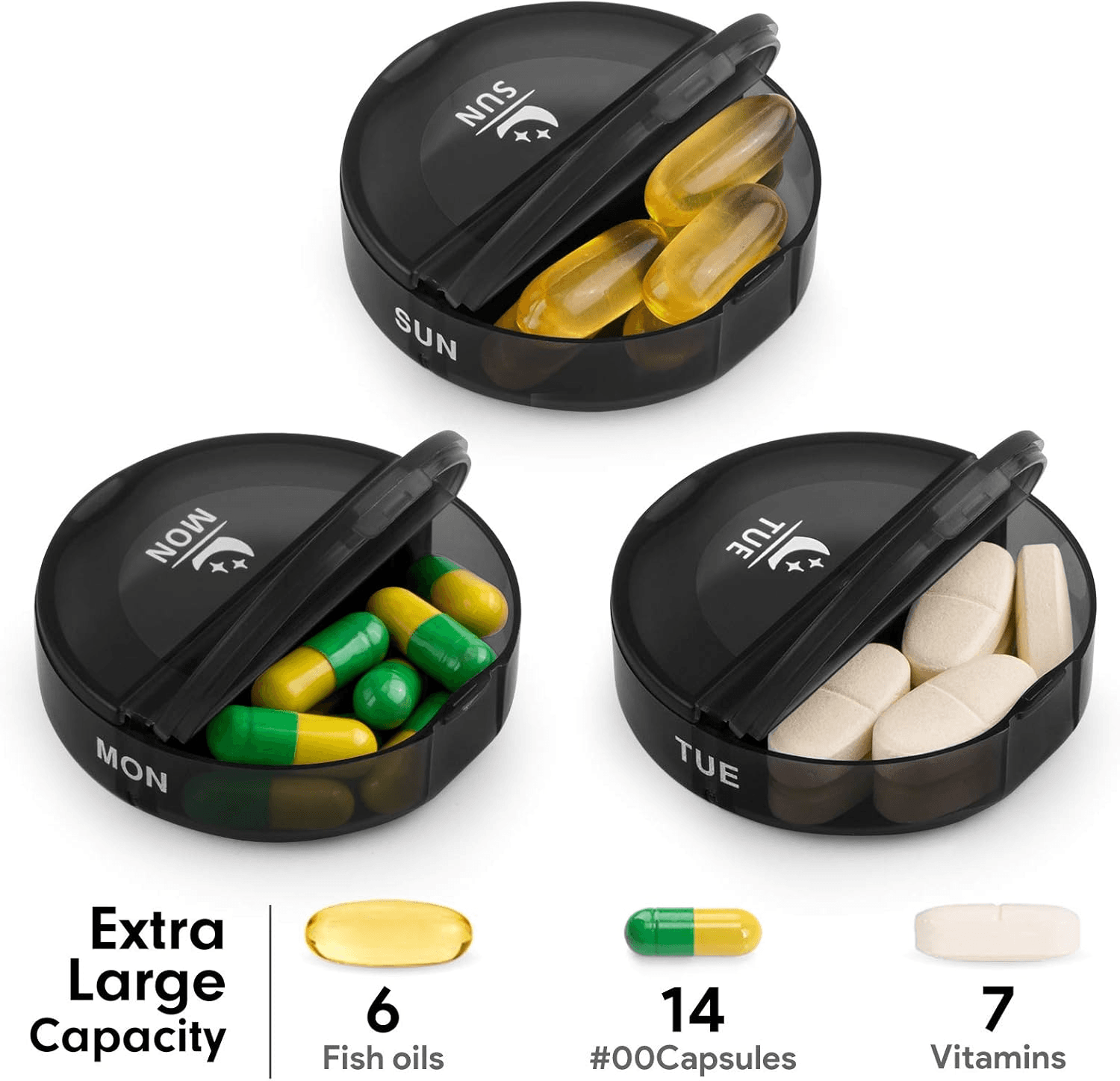 Fullicon PU Case Weekly Pill Box Organiser 2 Times a Day| Travel 7 Day Pill Boxe view 2
