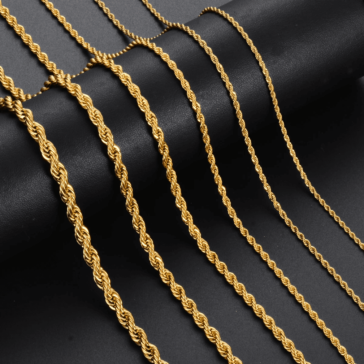 Stainless Steel Rope Chain Necklace Bracelet 2mm - 6mm Gold Color Unisex Jewelry