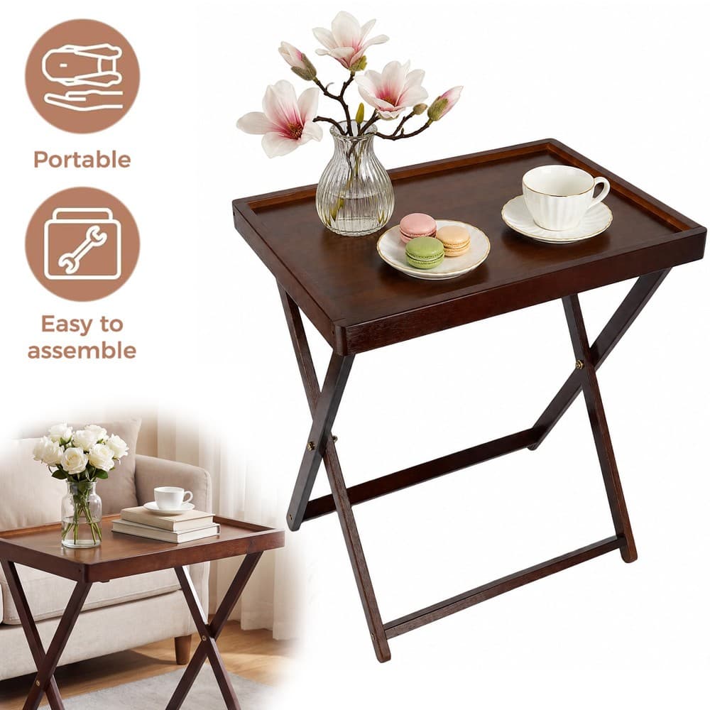 Folding TV Tray Tables,Foldable Side Table with Serving Tray,Coffee Snack Table