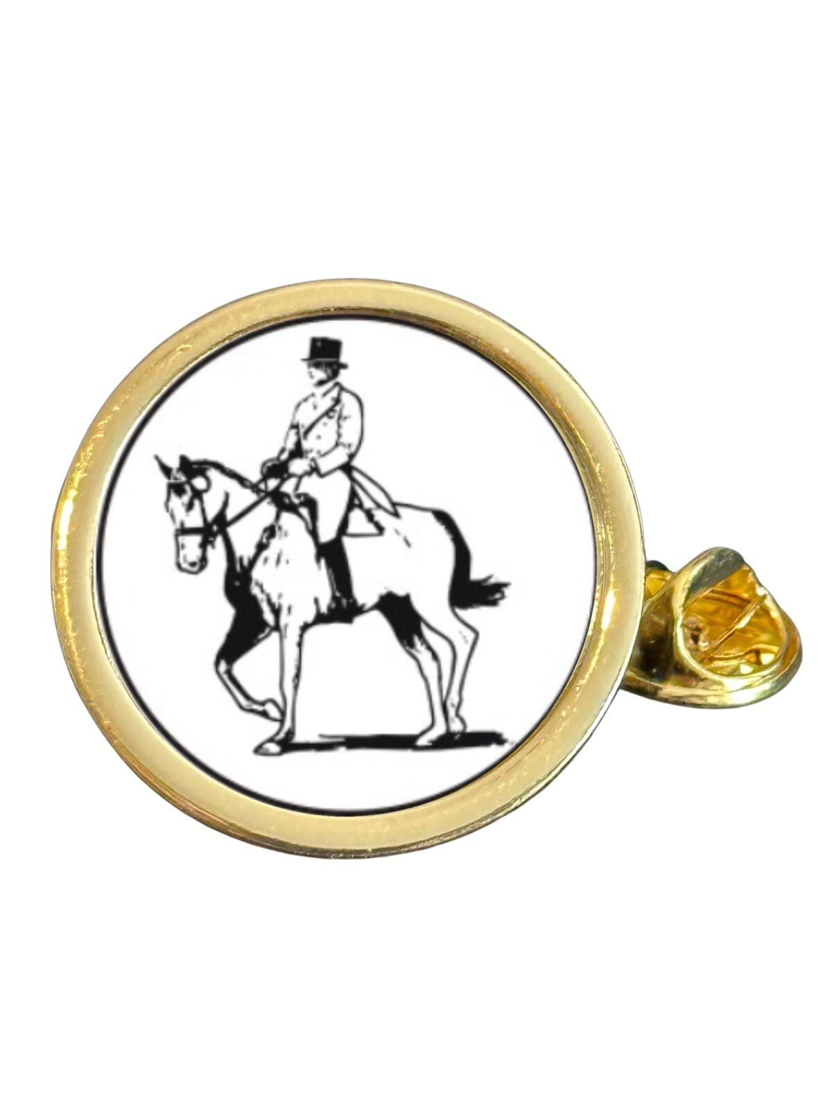 Equestrian Horse Dressage Gold Plated Domed Lapel Pin Badge