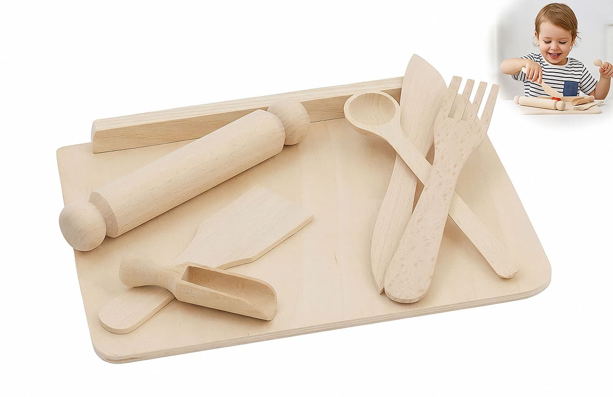 SMALL HELPER SET in the MONTESSORI KITCHEN eco-friendly beech wood simple educat
