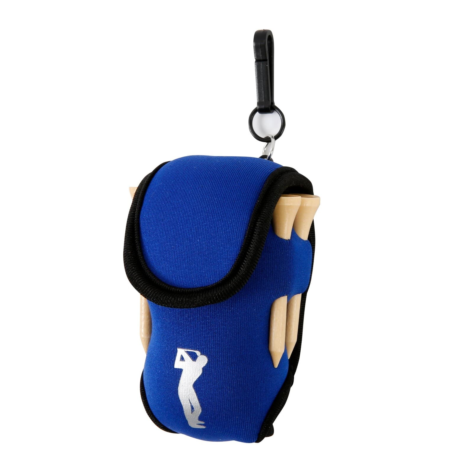 Golf Ball Carry Bag with Clasp Holds 2 Balls and Tees Trouser Attachment Blue
