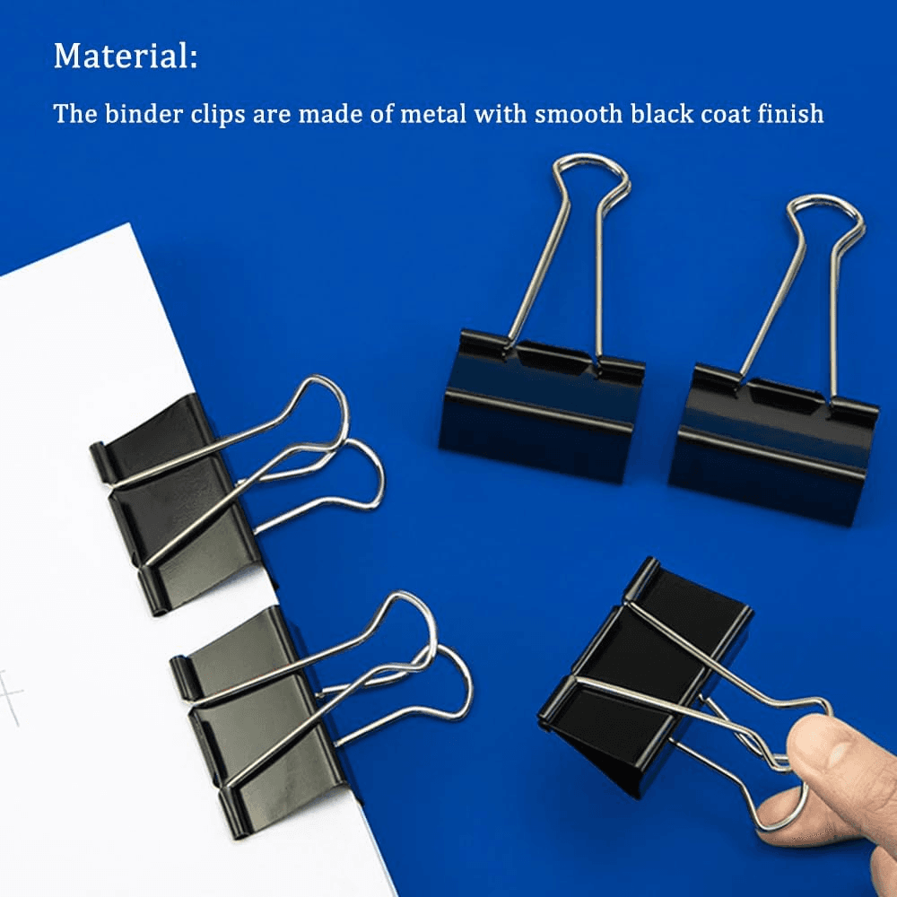 Large Foldback Binder Clips - 51Mm Binder Clips Paper Clips Metal Black Bulldog view 2