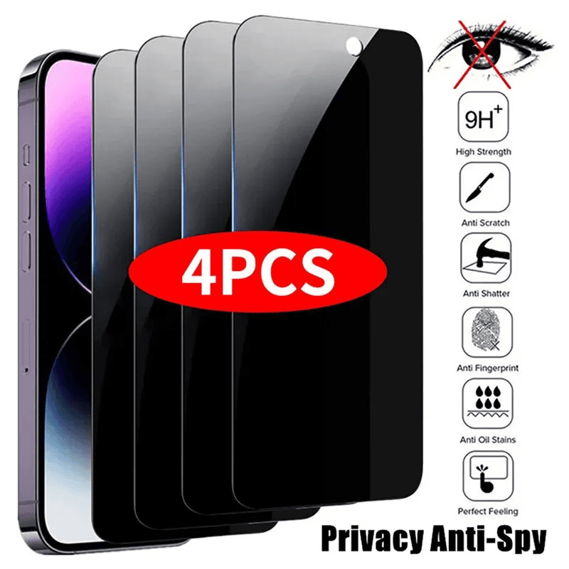 4PCS iPhone Privacy Screen Protector Anti Spy HD Screen Guard 14 15 16 Pro Max