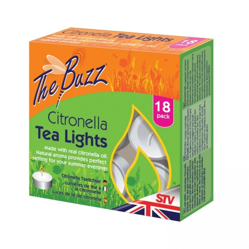 The Buzz Citronella Tea Lights18 Pack White  ST176