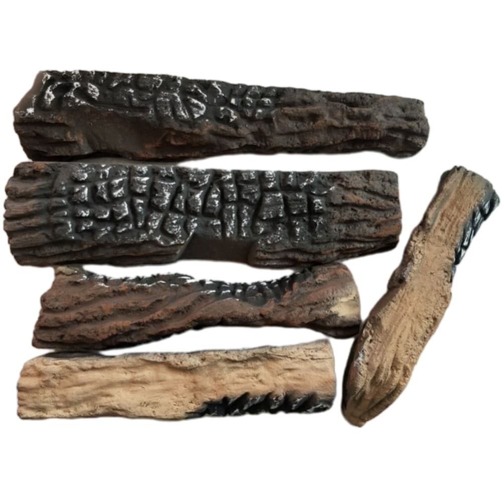 Heat Resistant Decorative Wood Logs for Fireplace For BioEthanol or Gas (5 pcs)