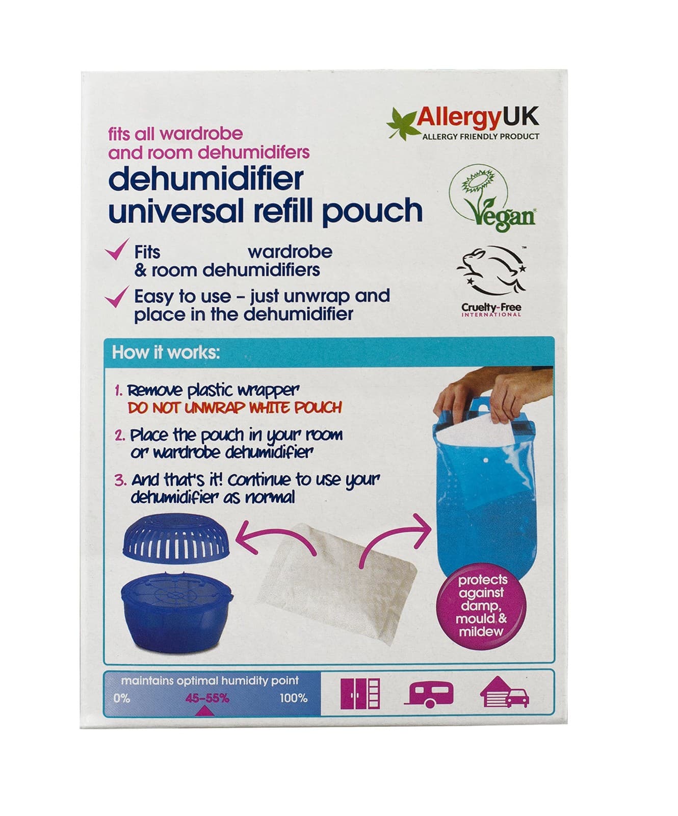 EcoZone Dehumidifier Refill Pouch| Damp| Mould and Moisture Absorber for White view 2