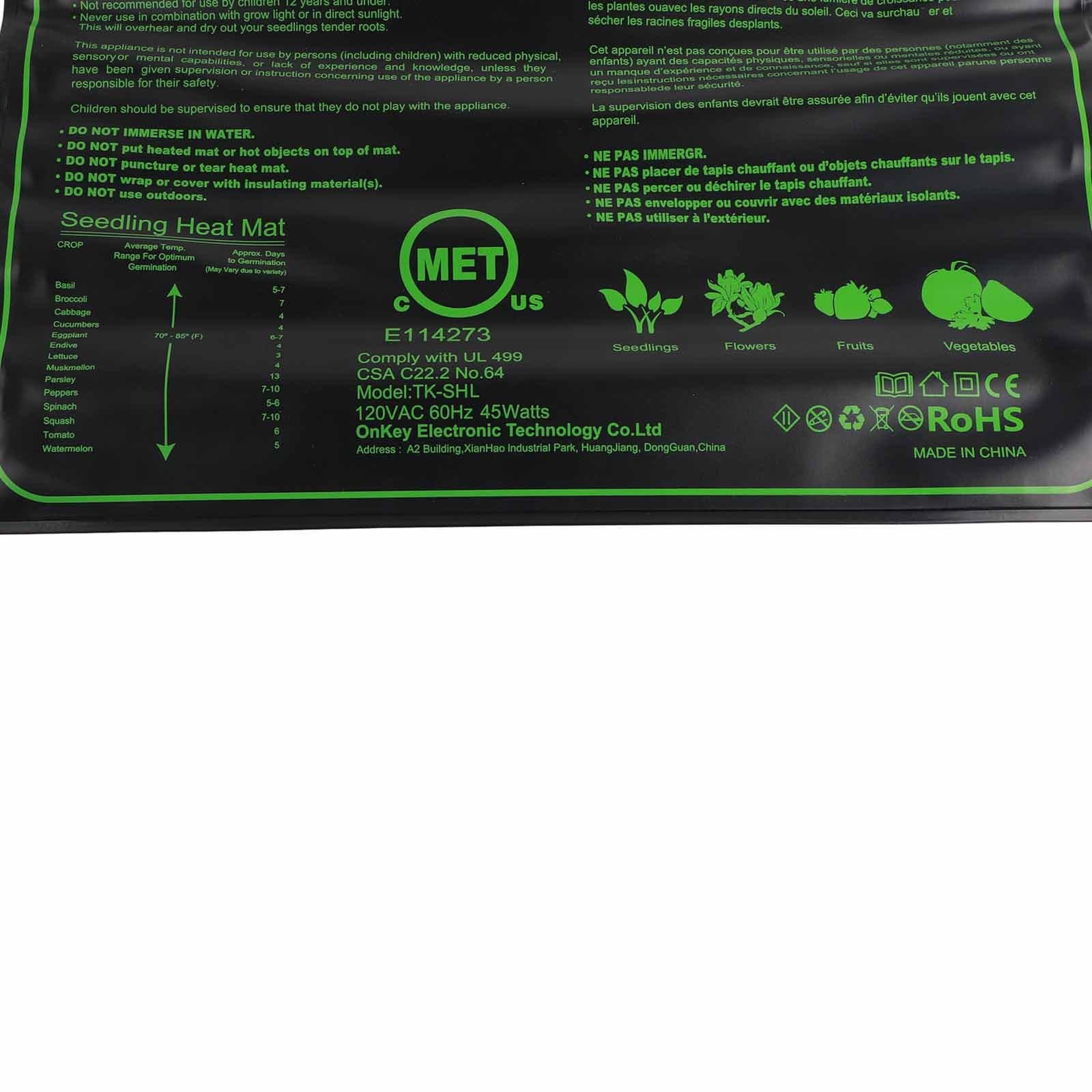 US Plug 100‑120V Heating Mat Waterproof Warm Safe Efficient Plant HEN view 2
