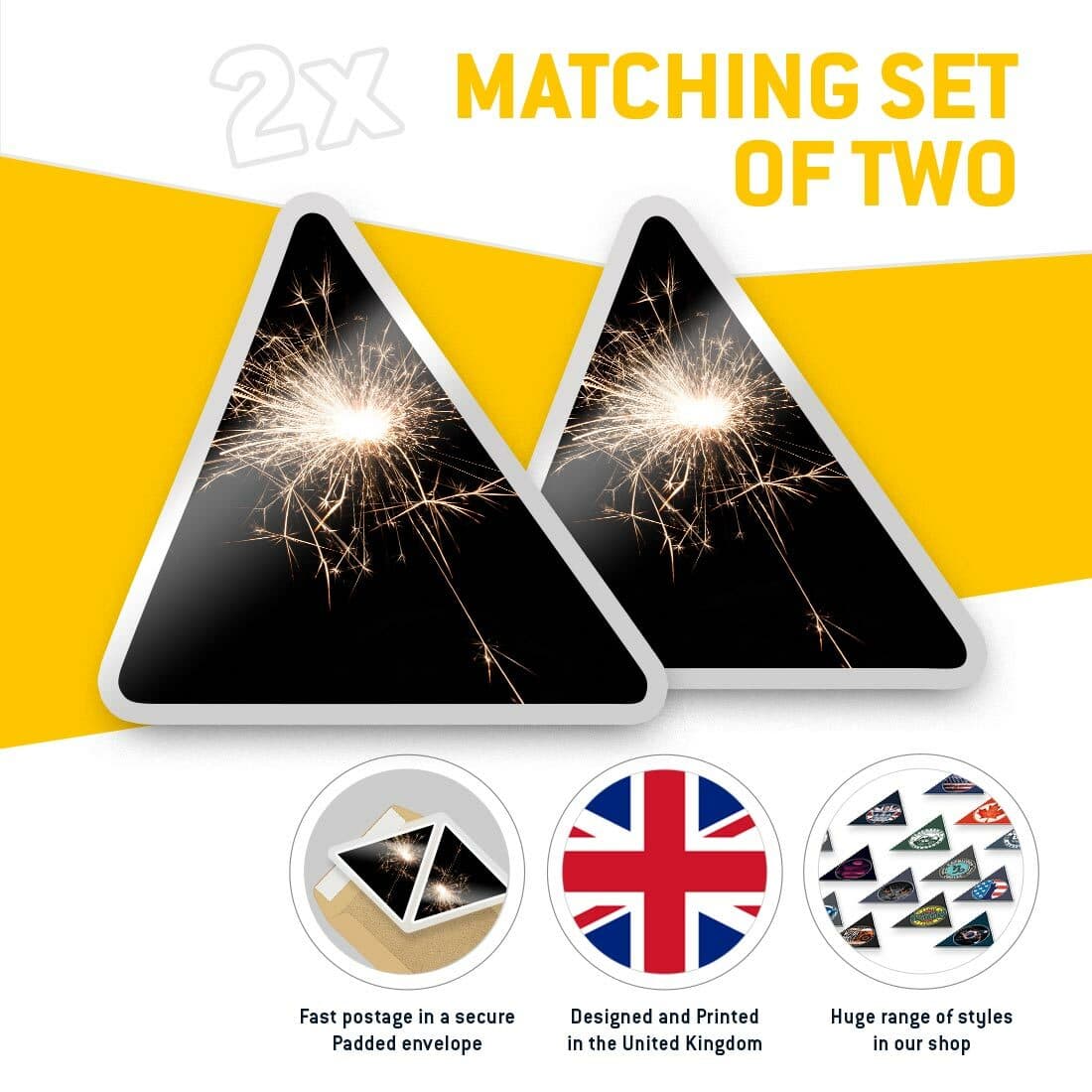 2 x Triangle Stickers  7.5cm - Sparkler Sparks Firework  #2164 view 2
