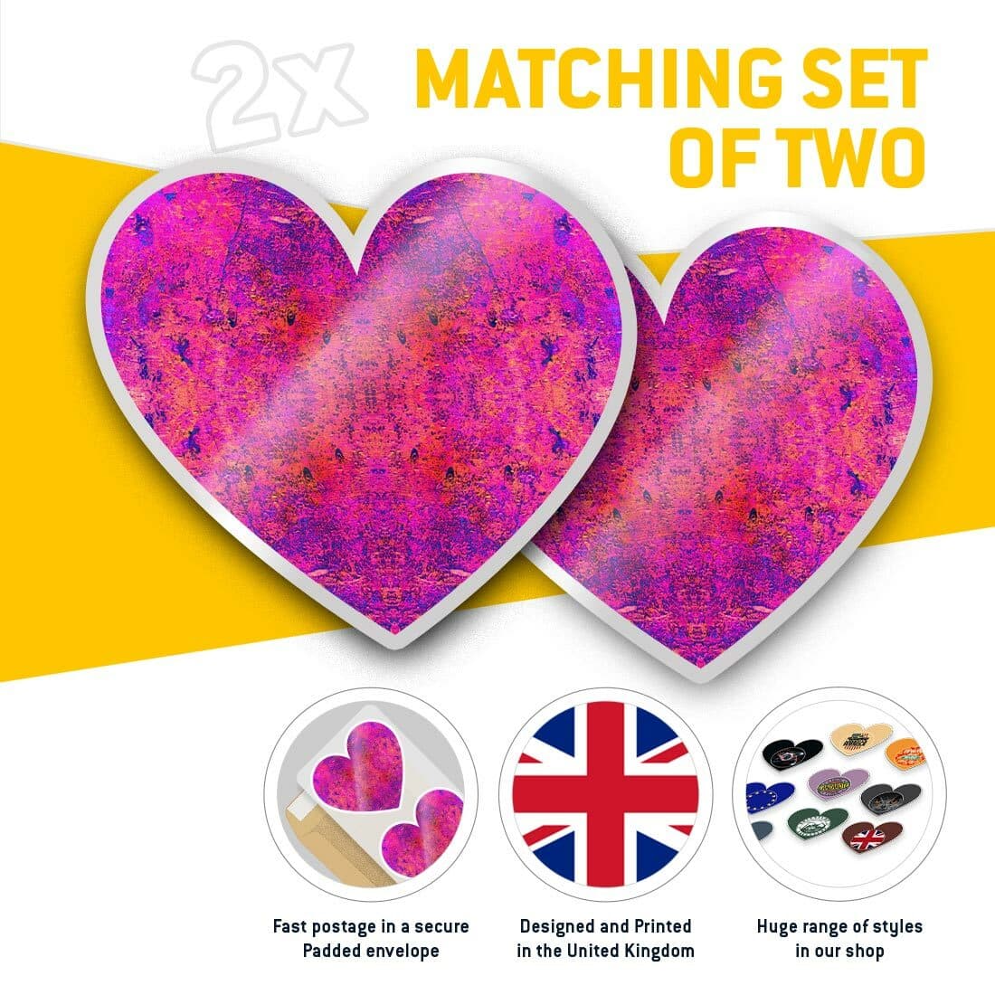 2 x Heart Stickers 7.5 cm - Purple Persian Rug Art Print Boho  #12347 view 2