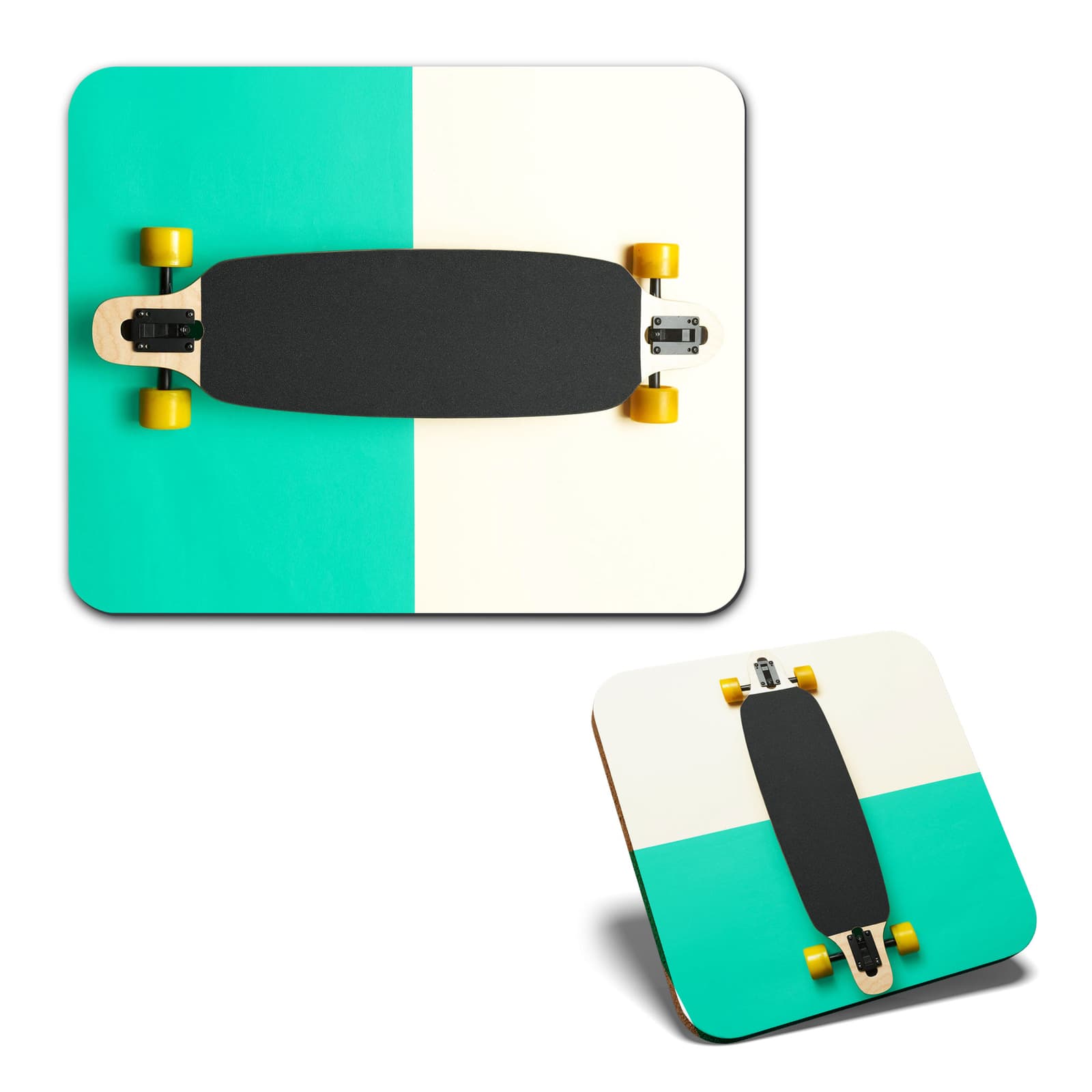 1 Mouse Mat and 1 Square Coaster Longboard Skateboarding Skate #63185