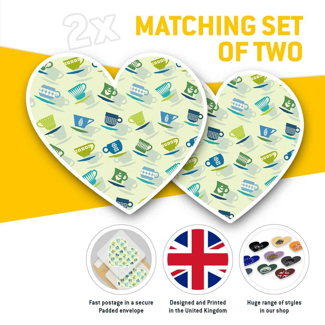 2 x Heart Stickers 15 cm - Cup and Saucer Tea Coffee #12906 view 2