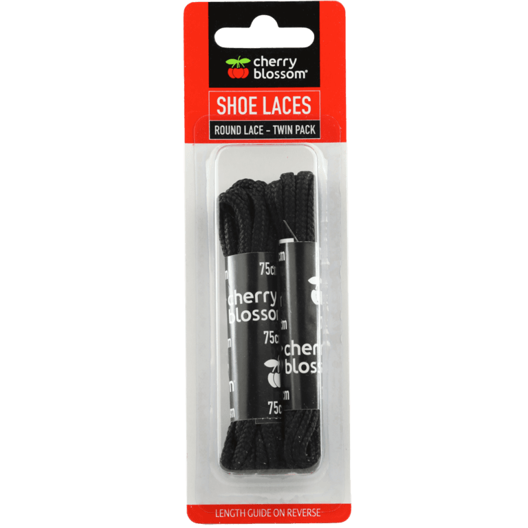 Cherry Blossom Twin Pack Round Laces 75cm Black | Free UK Delivery