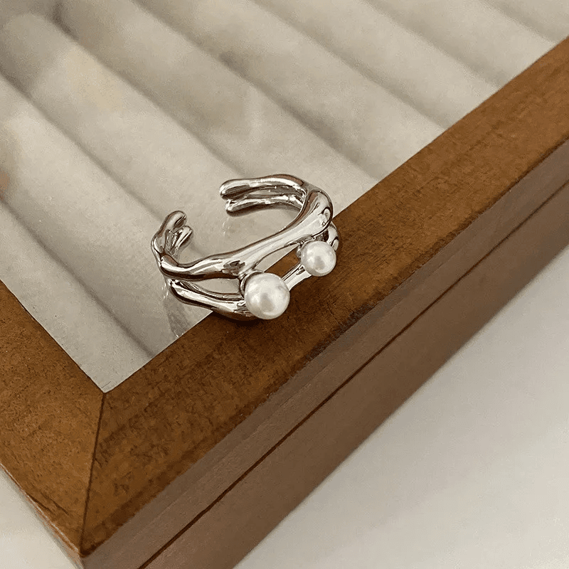 925 Sterling Silver Love Heart Ring Women Irregular Overlapping Hip Hop Jewelry