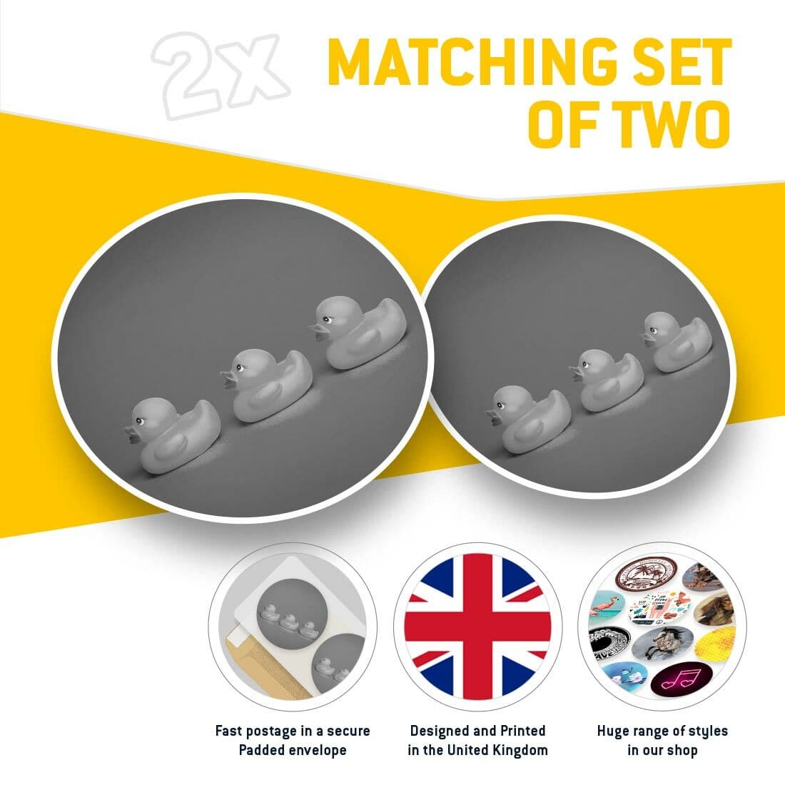2 x Vinyl Stickers 25cm (bw) - Bath Toy Yellow Duckling Duck Kids  #37717 view 2