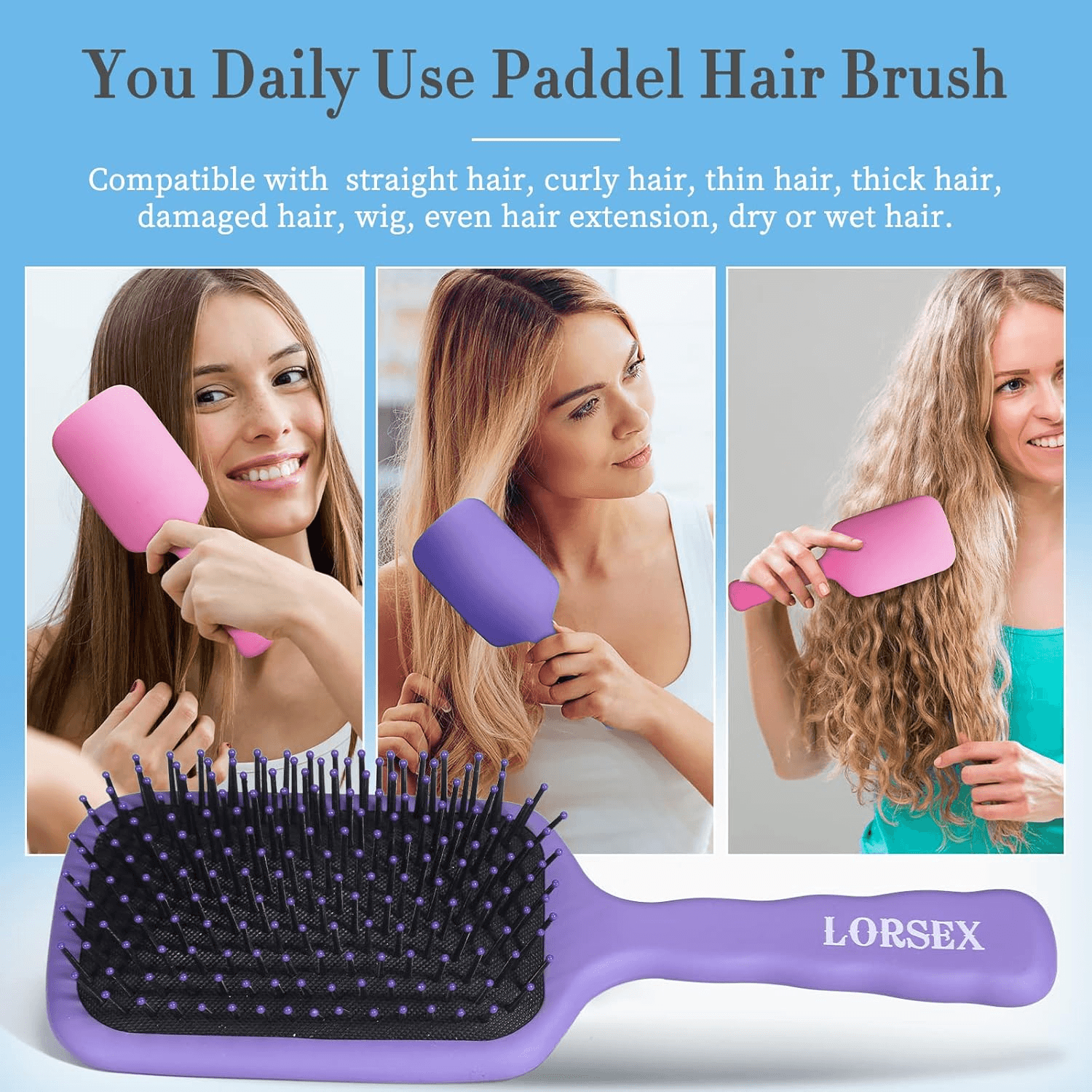 2 Pack Hair Brush| Large Paddle Detangle Hairbrush for Women Men and Kids| Great view 2