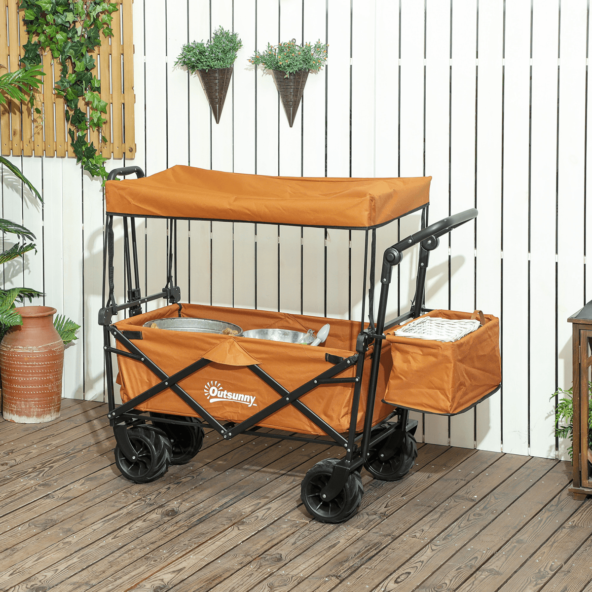 Durable Folding Cart with Canopy| 68kg Capacity - Outdoor Utility Trolley view 2