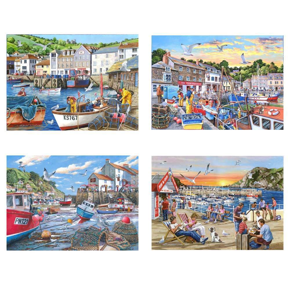 House Of Puzzles Days At The Dock 4 x 500 Piece Jigsaw Puzzle Toys HP0768