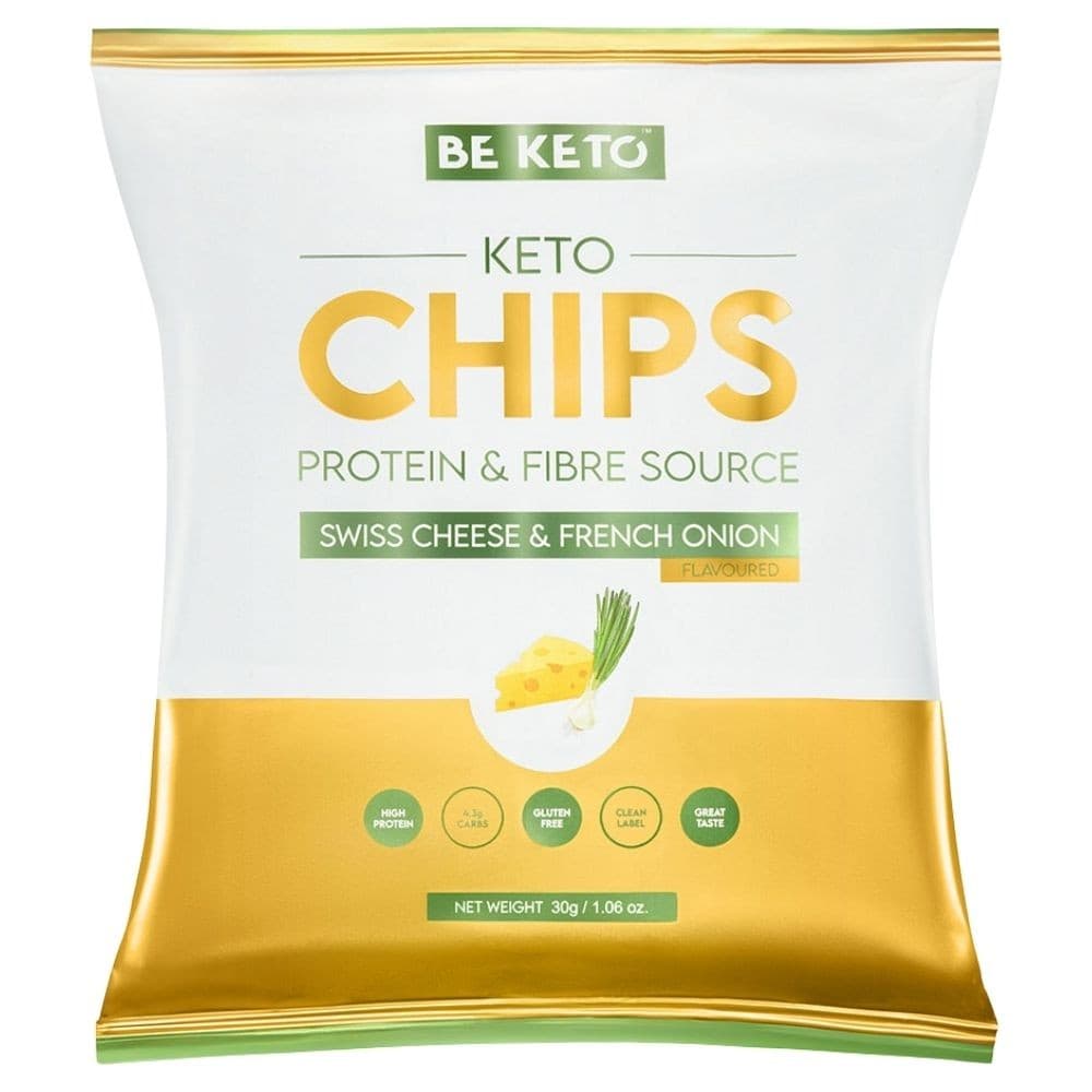 BeKeto Keto Crisps 30g Swiss Cheese French Onion Low Carb High Protein