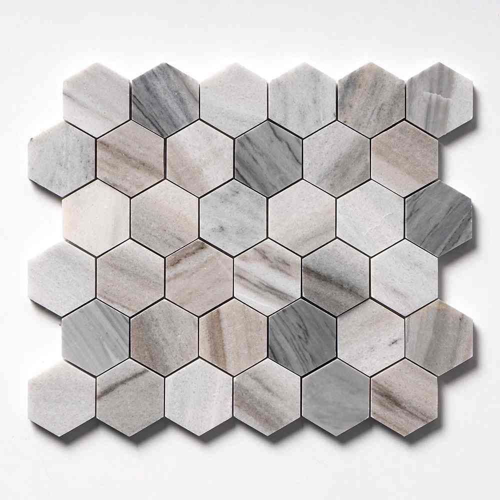 Skyline Polished Hexagon Marble Mosaic Tiles 50x50mm