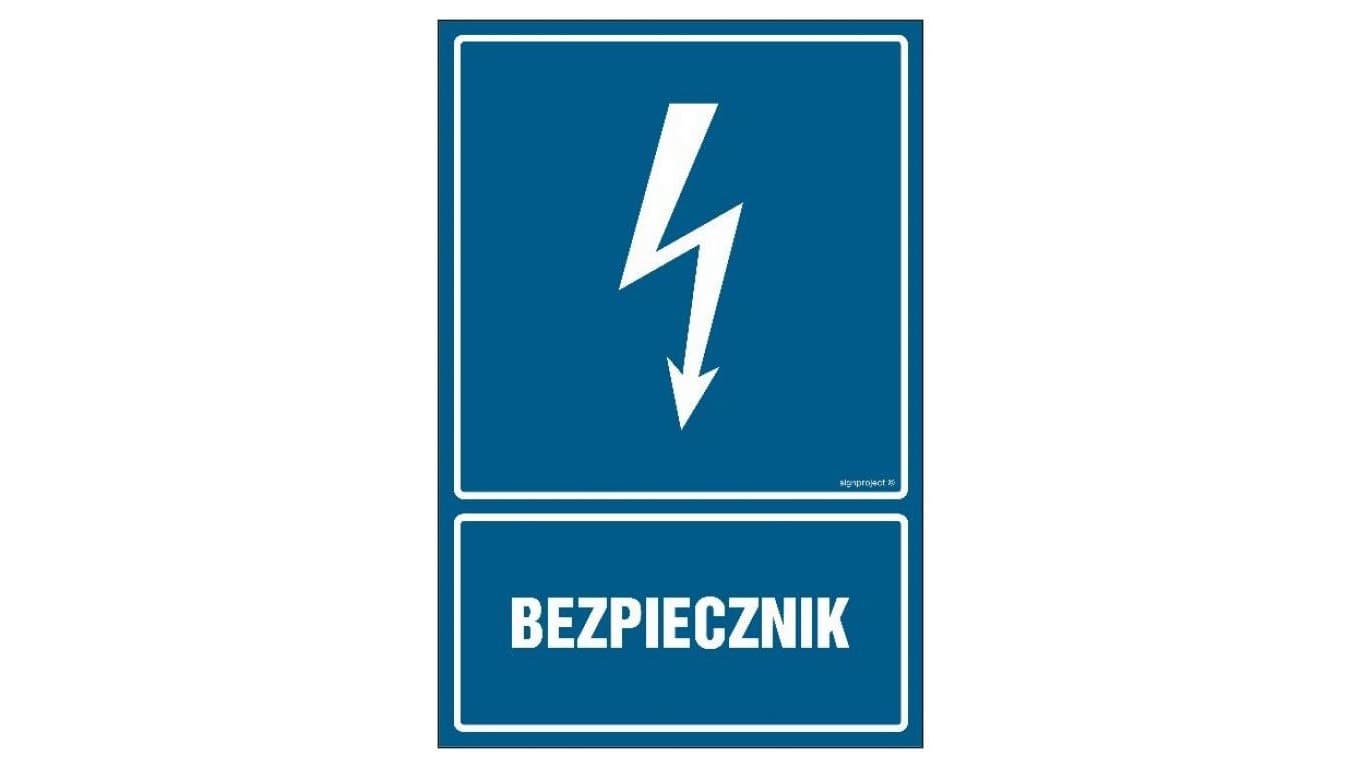 ZNAK - HG011 Bezpiecznik - arkusz 9 naklejek 5 x 7,5 cm FN - Folia samoprzylepna