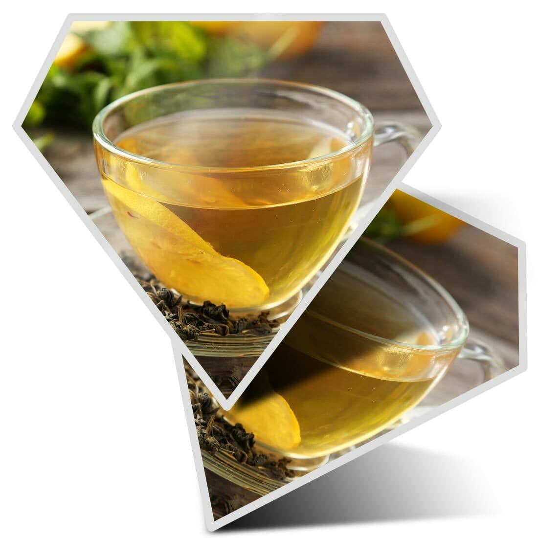 2 x Diamond Stickers 7.5 cm - Green Tea Cup Healthy Organic  #21658