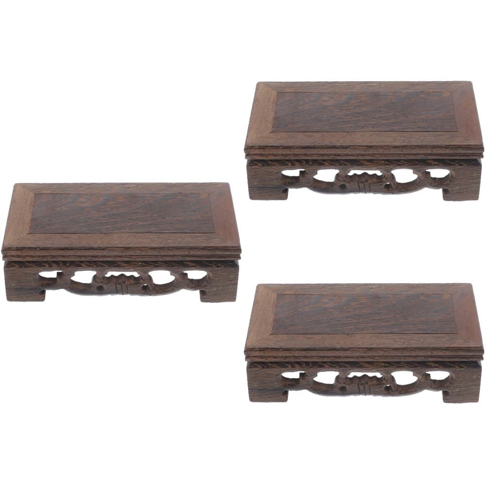 3 Pieces Chinese Display Shelf Wood Stand Stands for Collectibles