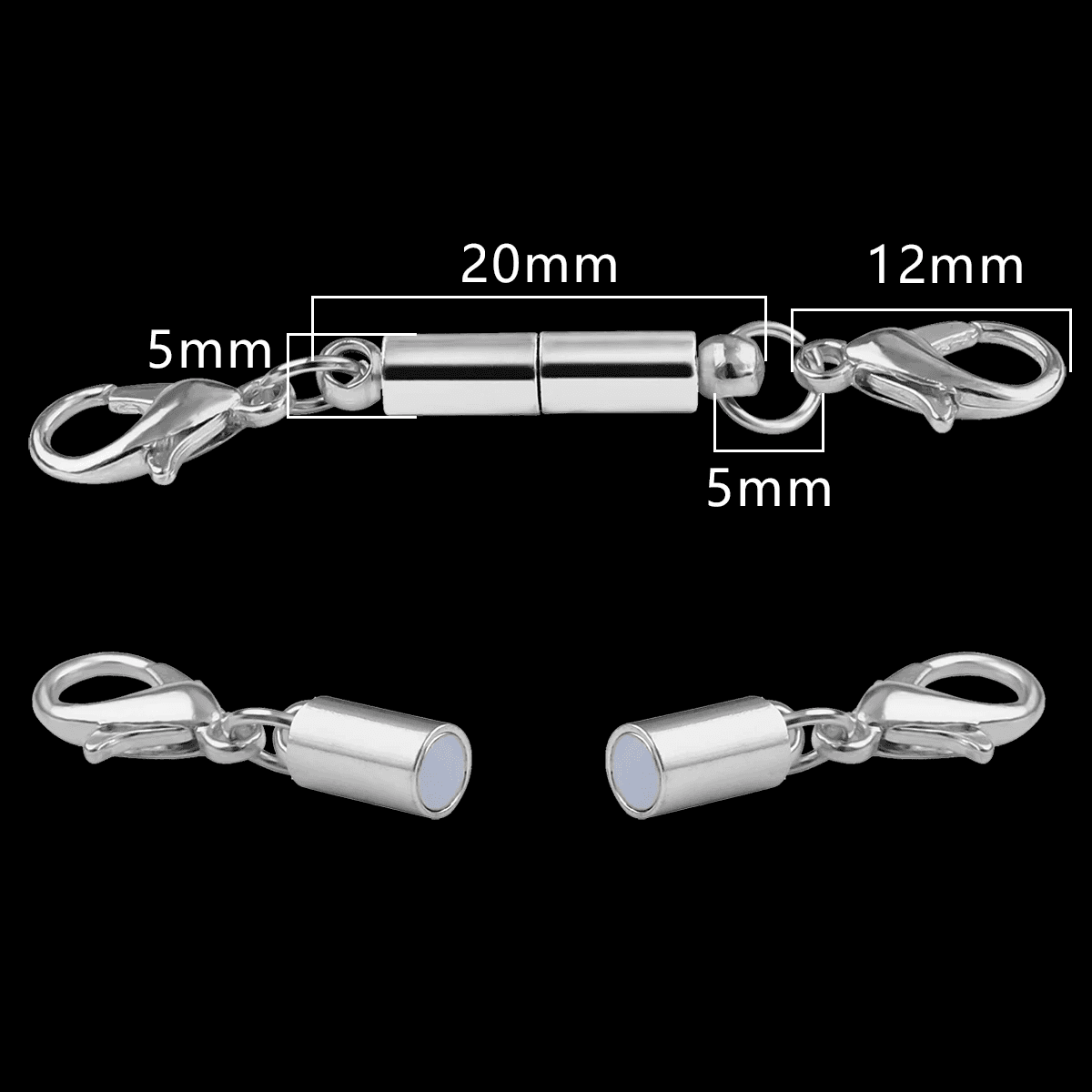 2Set Fasteners Strong Magnetic Buckle with Lobster Clasps Leather Cord Bracelet