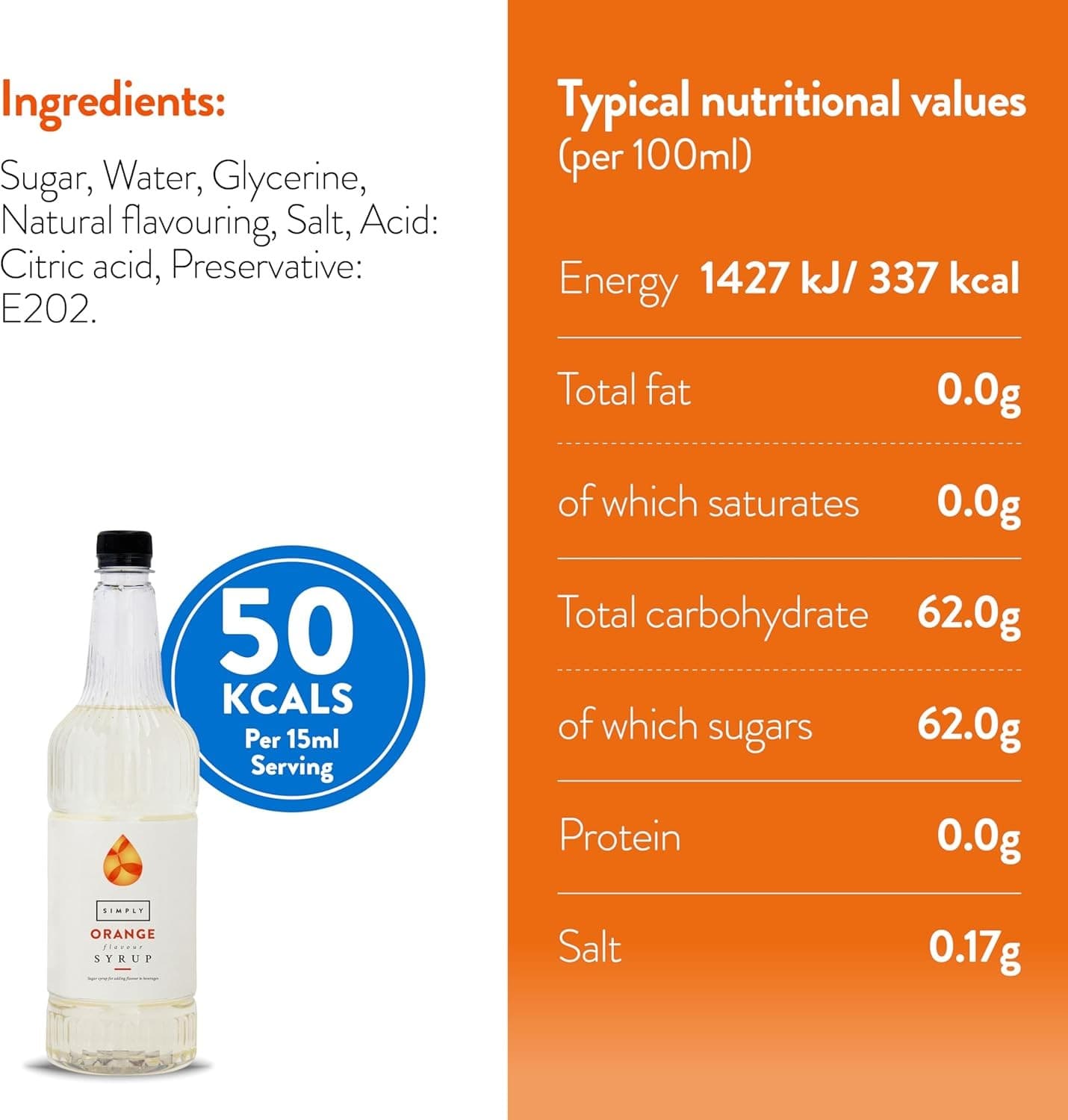 Simply Orange Syrup| Vegan and Nut Free Flavoured Syrup for Coffee| Cocktails and B view 2
