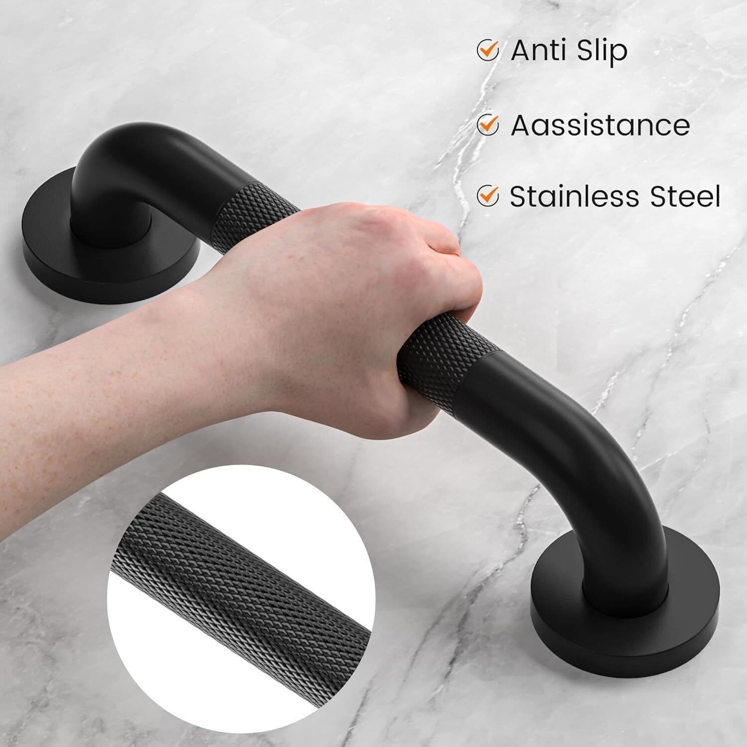 30CM Anti Slip Shower Grab Handle,Stainless Steel Bath Grab Bar for bathroom