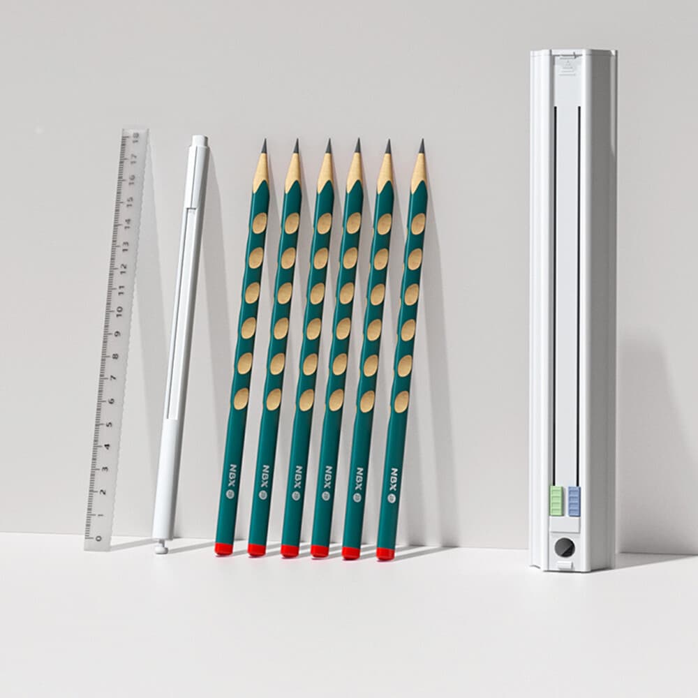 Cute Pencil Box Hexagonal with 6 Pencils Standing Pen Holder Multi-Function N0D7