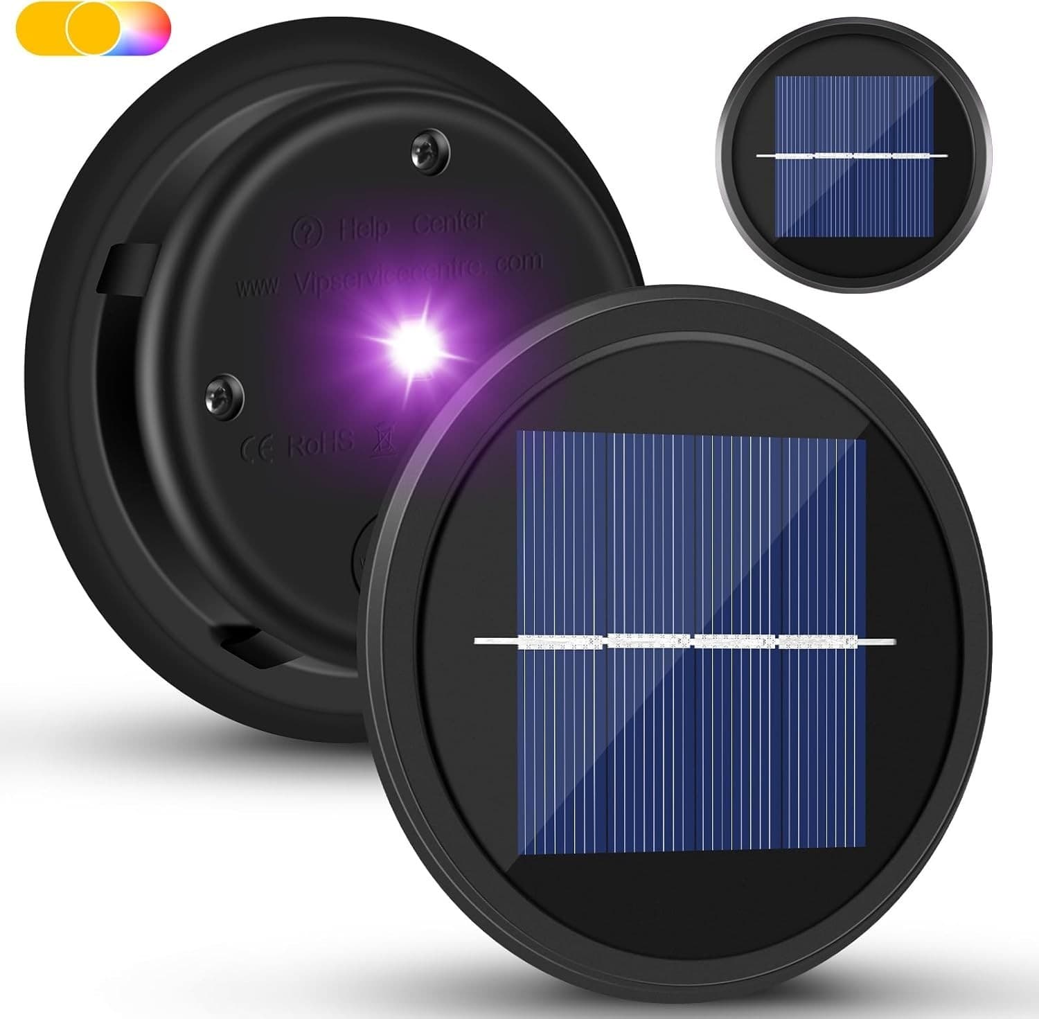 2PCS Solar Lantern Replacement Top 9cm LED Light Warm White Colour Changing view 2