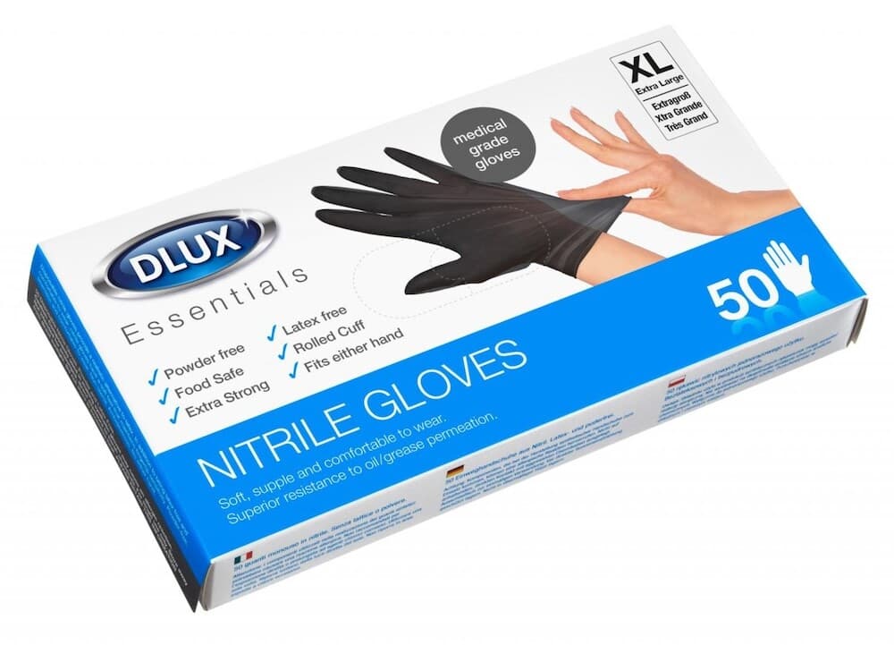 50 Nitrile Disposable Black Gloves - XLarge - 74267