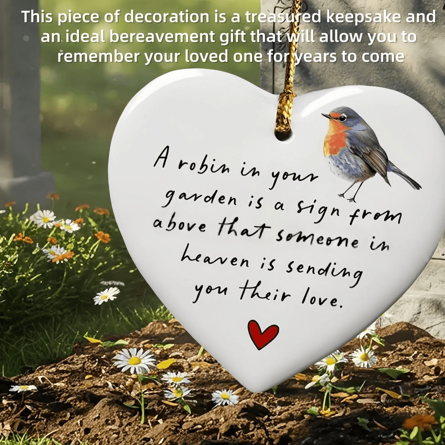 Gift Memorial Ornament| Robin Sympathy Gift| Bereavement for Loss| Christmas Dec view 2