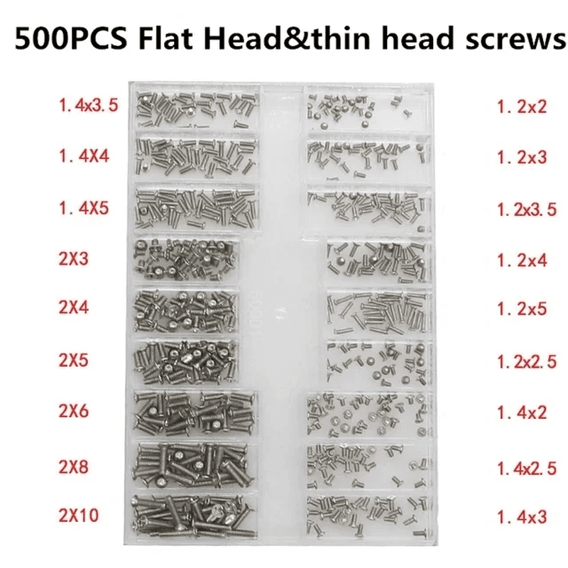 500Pcs Mini Screw Nuts Micro Laptop Computer Assemble Repair Screws Fastener Set