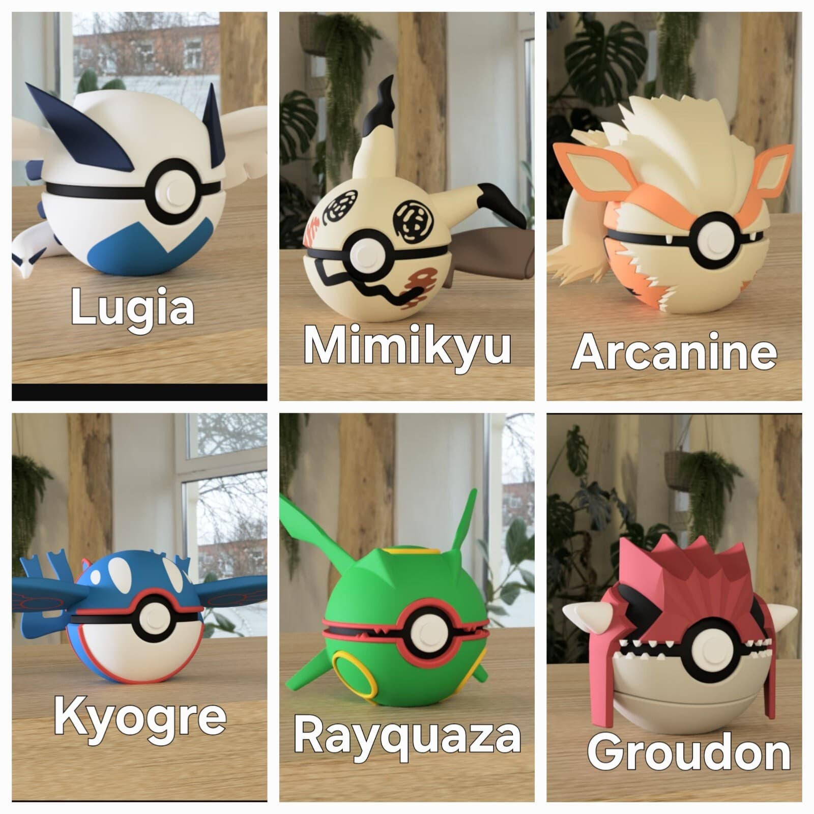 Character Pokeball SET ONE Cosplay and Prop collection great characters 3D Printed