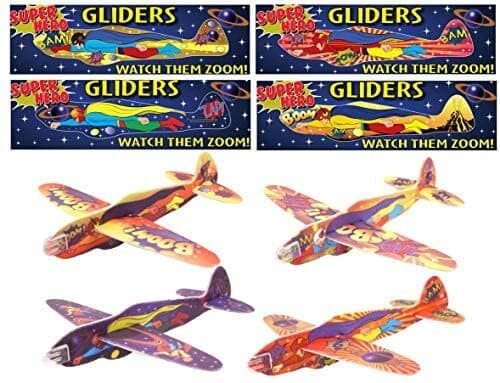 Henbrandt 12 MINI SUPER HERO KIDS BOYS GLIDERS GOODY PARTY BAGS PINNATA FILLERS