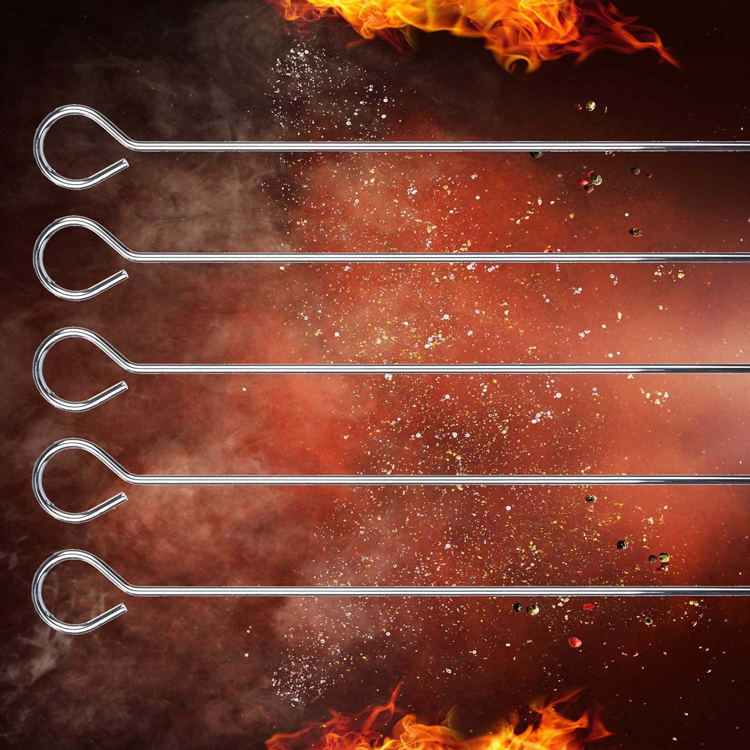 Chrome Plated Steel Skewers BBQ 5 Pack view 2