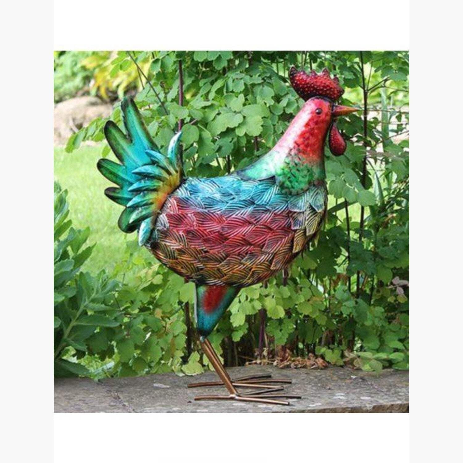 Hand Painted Metal Hen view 2