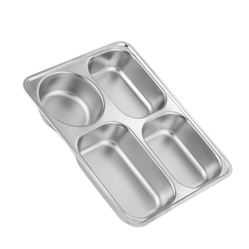 Stainless Steel Compartment Dinner Plate for Adults Students Kids Cafeteria Use