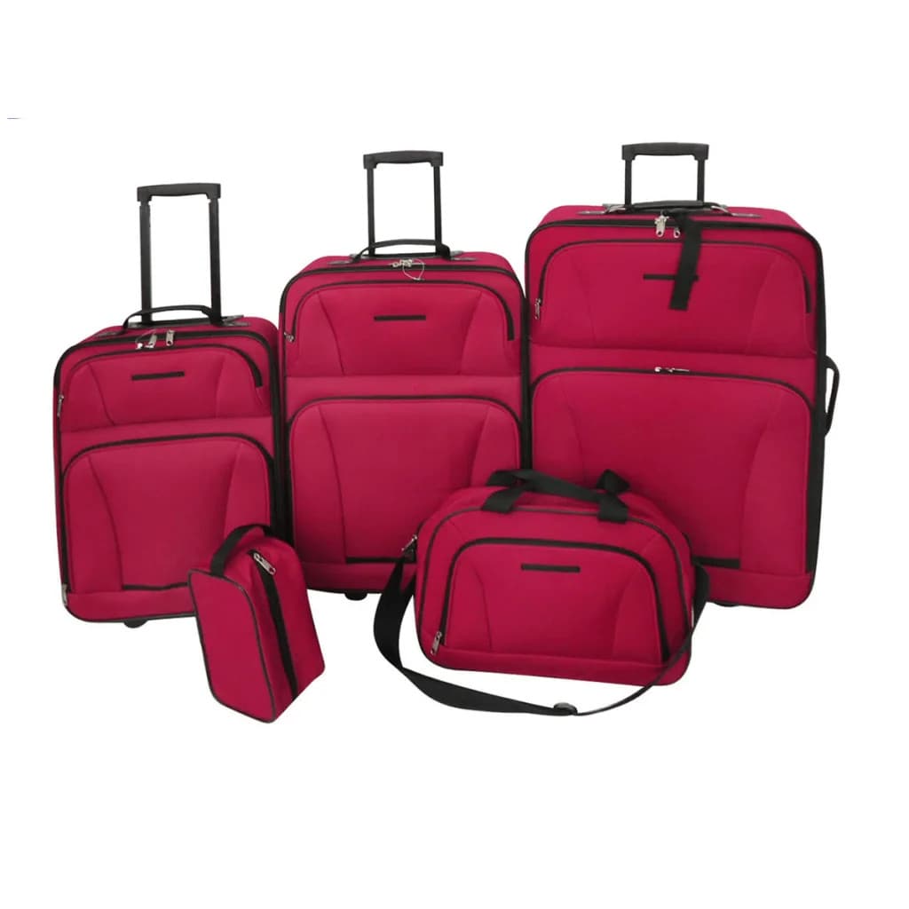 WALPLUS Five Piece Travel Luggage Suitcase Set Lightweight Red