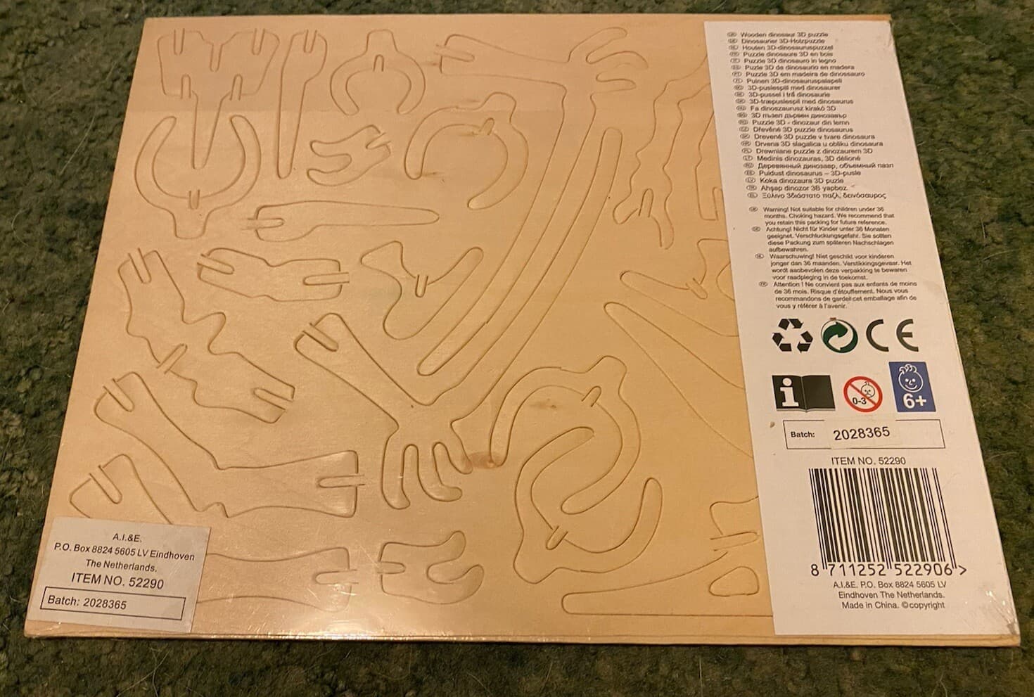 Wooden Dinosaur 3D Puzzle by Eddy Toys S-J007 view 2