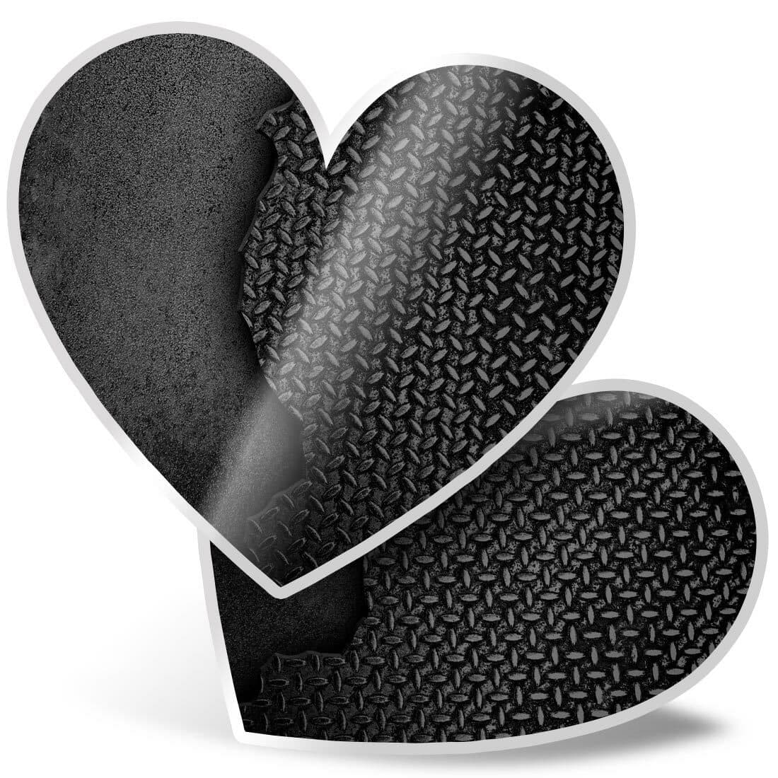 2 x Heart Stickers 15 cm - BW - Awesome Seamless Metal #39558