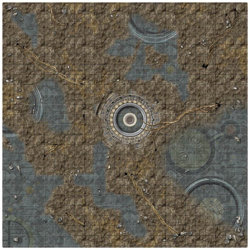 Alien Catacombs Table Mat | Rubber Backed Gaming Map 2' x 2'