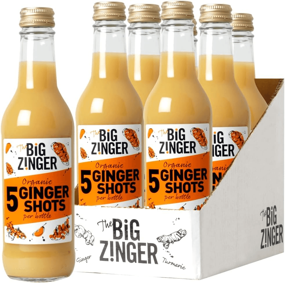 Big Zinger Ginger 6X330Ml - 30 Shots - Organic Plant Based Shots with 18.4G - -